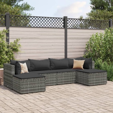 Gartenmöbel-Set 6-teilig mit grauen Polstern aus synthetischem Rattan von , Gartensets - Ref: Foro24-3308242, Preis: 372,72 €...