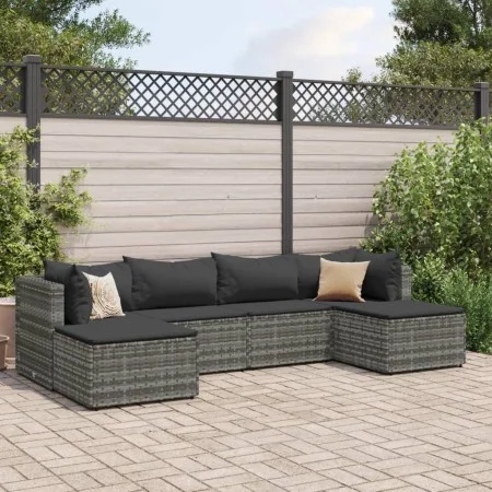 Set de muebles de jardín 6 pzas y cojines ratán sintético gris de , Conjuntos de jardín - Ref: Foro24-3308242, Precio: 362,30...