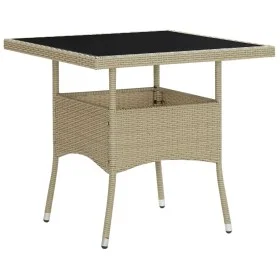 Synthetic rattan and beige glass garden dining table by vidaXL, Garden tables - Ref: Foro24-310551, Price: 132,30 €, Discount: %