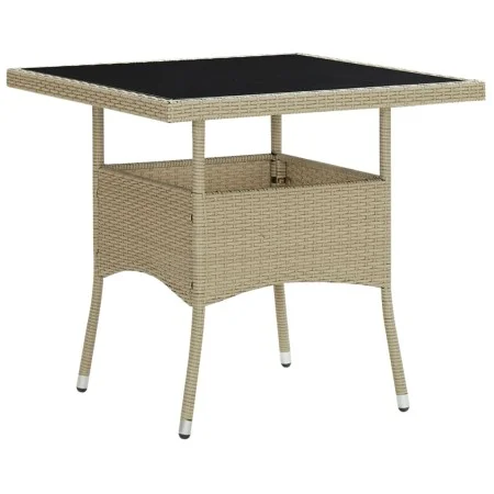 Synthetic rattan and beige glass garden dining table by vidaXL, Garden tables - Ref: Foro24-310551, Price: 132,30 €, Discount: %