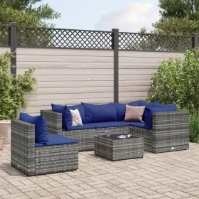 Set de muebles de jardín 6 pzas y cojines ratán sintético gris de , Conjuntos de jardín - Ref: Foro24-3308167, Precio: 389,72...