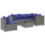 Gartenmöbel-Set 6-teilig mit grauen Polstern aus synthetischem Rattan von , Gartensets - Ref: Foro24-3308167, Preis: 389,72 €...