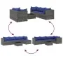 Gartenmöbel-Set 6-teilig mit grauen Polstern aus synthetischem Rattan von , Gartensets - Ref: Foro24-3308167, Preis: 389,72 €...
