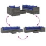 Gartenmöbel-Set 6-teilig mit grauen Polstern aus synthetischem Rattan von , Gartensets - Ref: Foro24-3308167, Preis: 394,42 €...