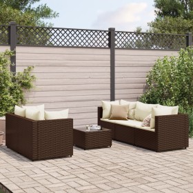 Garden furniture set, 6 pieces, with brown synthetic rattan cushions. by , Garden sets - Ref: Foro24-3308017, Price: 463,85 €...