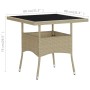 Mesa de comedor de jardín ratán sintético y vidrio beige de vidaXL, Mesas de jardín - Ref: Foro24-310551, Precio: 134,49 €, D...