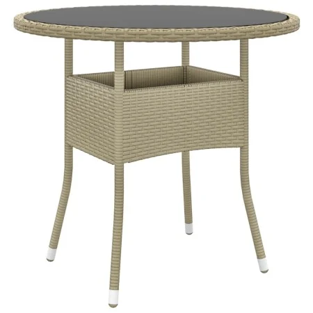 Mesa de jardín vidrio templado ratán sintético beige Ø80x75 cm by vidaXL, Garden tables - Ref: Foro24-310607, Price: 103,06 €...