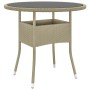 Mesa de jardín vidrio templado ratán sintético beige Ø80x75 cm by vidaXL, Garden tables - Ref: Foro24-310607, Price: 104,21 €...