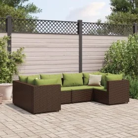 Garden furniture set, 6 pieces, with brown synthetic rattan cushions. by , Garden sets - Ref: Foro24-3308254, Price: 440,73 €...