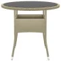 Gartentisch aus gehärtetem Glas und synthetischem Rattan in Beige Ø80x75 cm. von vidaXL, Gartentische - Ref: Foro24-310607, P...