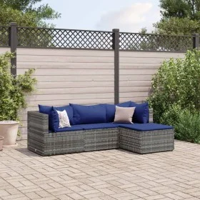 Gartenmöbel-Set 4-teilig mit grauen Polstern aus synthetischem Rattan von , Gartensets - Ref: Foro24-3308055, Preis: 234,03 €...