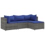 4-piece garden furniture set with gray synthetic rattan cushions by , Garden sets - Ref: Foro24-3308055, Price: 236,30 €, Dis...