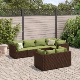 Garden furniture set, 7 pieces, with brown synthetic rattan cushions. by , Garden sets - Ref: Foro24-3308190, Price: 528,03 €...