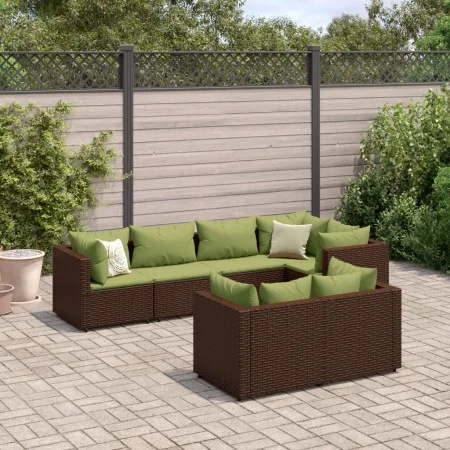 Garden furniture set, 7 pieces, with brown synthetic rattan cushions. by , Garden sets - Ref: Foro24-3308190, Price: 528,39 €...