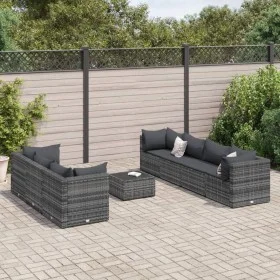 Garden furniture set 8 pieces and gray synthetic rattan cushions by , Garden sets - Ref: Foro24-3308034, Price: 532,93 €, Dis...