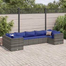 Set de muebles de jardín 7 pzas y cojines ratán sintético gris de , Conjuntos de jardín - Ref: Foro24-3308263, Precio: 463,54...
