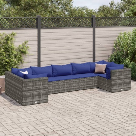7-piece garden furniture set with gray synthetic rattan cushions by , Garden sets - Ref: Foro24-3308263, Price: 493,91 €, Dis...