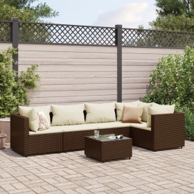 Garden furniture set, 6 pieces, with brown synthetic rattan cushions. by , Garden sets - Ref: Foro24-3308097, Price: 485,59 €...