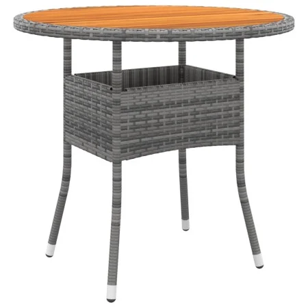 Garden table acacia wood and gray synthetic rattan Ø80x75 cm by vidaXL, Garden tables - Ref: Foro24-310609, Price: 77,00 €, D...