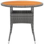 Garden table acacia wood and gray synthetic rattan Ø80x75 cm by vidaXL, Garden tables - Ref: Foro24-310609, Price: 81,48 €, D...