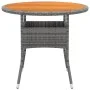 Garden table acacia wood and gray synthetic rattan Ø80x75 cm by vidaXL, Garden tables - Ref: Foro24-310609, Price: 77,00 €, D...