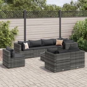 Gartenmöbel-Set 9-teilig mit grauen Polstern aus synthetischem Rattan von , Gartensets - Ref: Foro24-3308202, Preis: 612,49 €...
