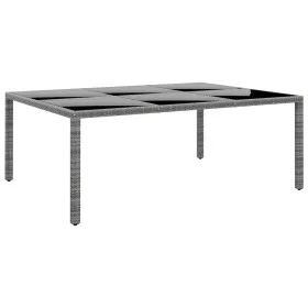 Garden table tempered glass gray synthetic rattan 200x150x75 cm by vidaXL, Garden tables - Ref: Foro24-310587, Price: 233,15 ...