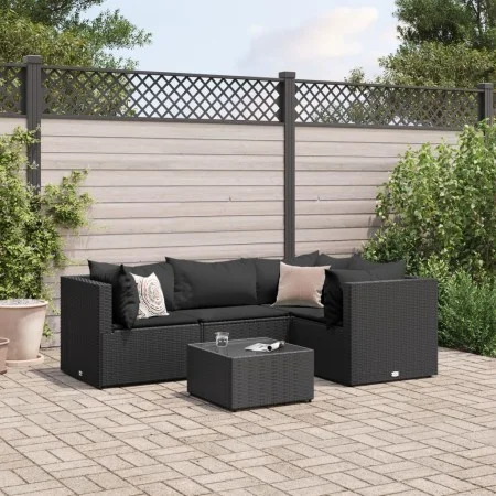 Gartenmöbel-Set 5-teilig mit schwarzen Polstern aus synthetischem Rattan von , Gartensets - Ref: Foro24-3308083, Preis: 323,4...