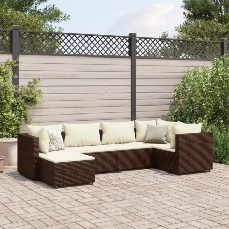 Garden furniture set, 6 pieces, with brown synthetic rattan cushions. by , Garden sets - Ref: Foro24-3308209, Price: 425,45 €...