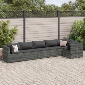 6-piece garden furniture set with gray synthetic rattan cushions by , Garden sets - Ref: Foro24-3308106, Price: 431,52 €, Dis...