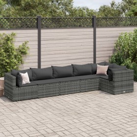 Set de muebles de jardín 6 pzas y cojines ratán sintético gris de , Conjuntos de jardín - Ref: Foro24-3308106, Precio: 419,16...