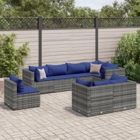 Garden furniture set 8 pieces and gray synthetic rattan cushions by , Garden sets - Ref: Foro24-3308199, Price: 528,84 €, Dis...
