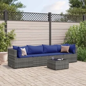 Gartenmöbel-Set 5-teilig mit grauen Polstern aus synthetischem Rattan von , Gartensets - Ref: Foro24-3308015, Preis: 319,97 €...
