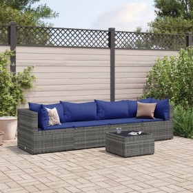 Gartenmöbel-Set 5-teilig mit grauen Polstern aus synthetischem Rattan von , Gartensets - Ref: Foro24-3308015, Preis: 348,55 €...