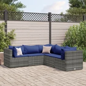 Gartenmöbel-Set 5-teilig mit grauen Polstern aus synthetischem Rattan von , Gartensets - Ref: Foro24-3308127, Preis: 338,24 €...