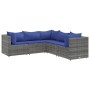 Gartenmöbel-Set 5-teilig mit grauen Polstern aus synthetischem Rattan von , Gartensets - Ref: Foro24-3308127, Preis: 341,53 €...