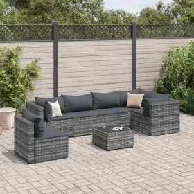 7-piece garden furniture set with gray synthetic rattan cushions by , Garden sets - Ref: Foro24-3308178, Price: 497,27 €, Dis...