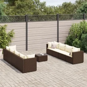 Garden furniture set 9 pieces with brown synthetic rattan cushions by , Garden sets - Ref: Foro24-3308041, Price: 571,63 €, D...