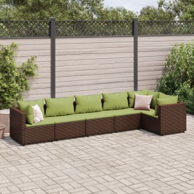 Garden furniture set, 6 pieces, with brown synthetic rattan cushions. by , Garden sets - Ref: Foro24-3308110, Price: 472,00 €...