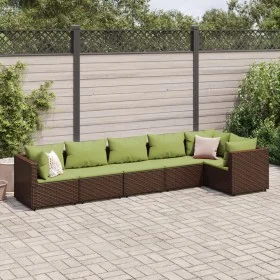 Garden furniture set, 6 pieces, with brown synthetic rattan cushions. by , Garden sets - Ref: Foro24-3308110, Price: 455,18 €...
