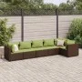 Set muebles de jardín 6 piezas y cojines ratán sintético marrón de , Conjuntos de jardín - Ref: Foro24-3308110, Precio: 455,1...