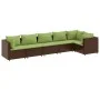 Set muebles de jardín 6 piezas y cojines ratán sintético marrón de , Conjuntos de jardín - Ref: Foro24-3308110, Precio: 455,1...