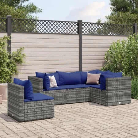 5-piece garden furniture set with gray synthetic rattan cushions by , Garden sets - Ref: Foro24-3308159, Price: 338,88 €, Dis...