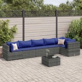 7-piece garden furniture set with gray synthetic rattan cushions by , Garden sets - Ref: Foro24-3308119, Price: 467,23 €, Dis...