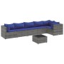 7-piece garden furniture set with gray synthetic rattan cushions by , Garden sets - Ref: Foro24-3308119, Price: 472,90 €, Dis...