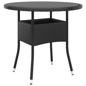 Garden table tempered glass black synthetic rattan Ø80x75 cm by vidaXL, Garden tables - Ref: Foro24-310604, Price: 103,20 €, ...