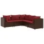 Set muebles de jardín 5 piezas y cojines ratán sintético marrón de , Conjuntos de jardín - Ref: Foro24-3308125, Precio: 390,1...