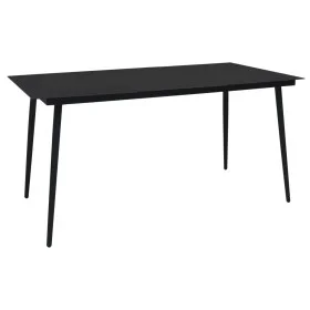 Mesa de comedor de jardín acero y vidrio negra 190x90x74 cm de vidaXL, Mesas de jardín - Ref: Foro24-312159, Precio: 226,97 €...