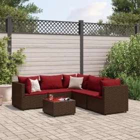Gartenmöbel-Set, 6-teilig, mit braunen Kunststoff-Rattan-Kissen. von , Gartensets - Ref: Foro24-3308133, Preis: 408,70 €, Rab...