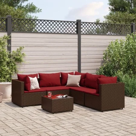 Gartenmöbel-Set, 6-teilig, mit braunen Kunststoff-Rattan-Kissen. von , Gartensets - Ref: Foro24-3308133, Preis: 408,65 €, Rab...